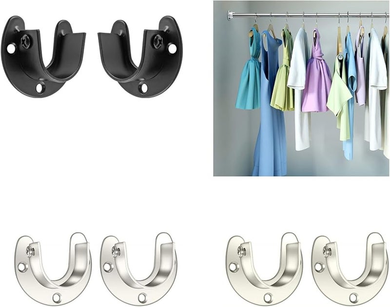 2PCS 28mm Opening Steel Wardrobe Bracket Supports Heavy Duty Curtain Rod Holder Set - Image 2